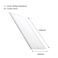 Panel LED de empotrar 1200X600mm Slim 72W PHILIPS DRIVER UGR19 con KIT de montaje