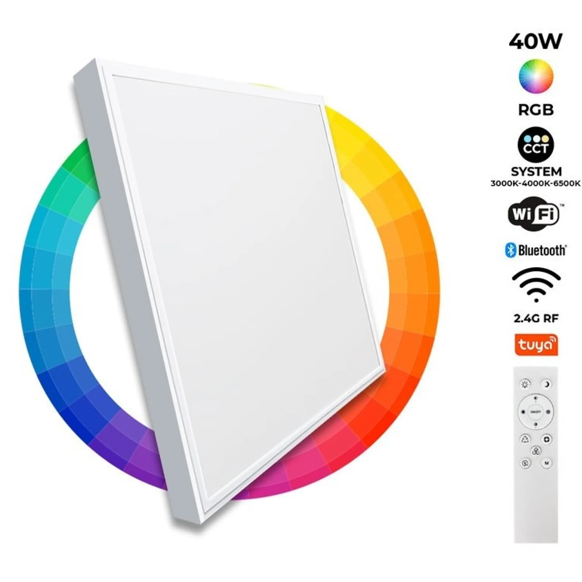 Panel LED de superficie WIFI SMART RGB / RGBW + CCT - 60x60 cm - 40W - Con KIT de montaje