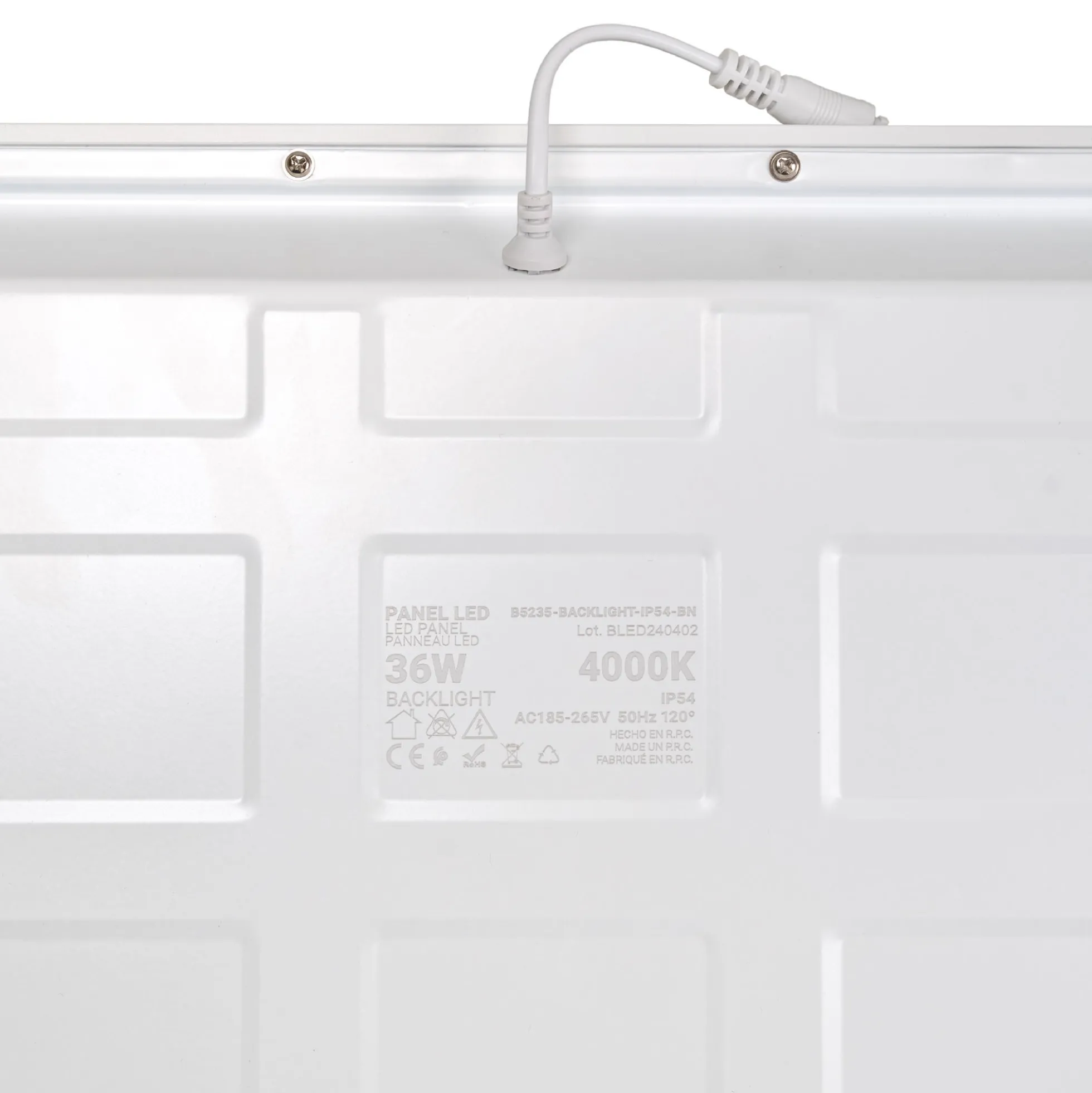 Panel LED empotrable Backlight 60x60cm - 36W - IP54 - Driver Philips - UGR22
