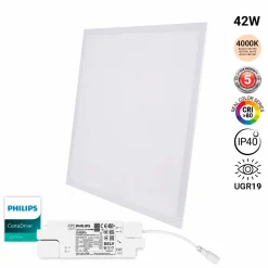 Panel LED empotrable Backlight 60x60cm - 42W - 5040lm - Driver Philips - UGR19 - IP40