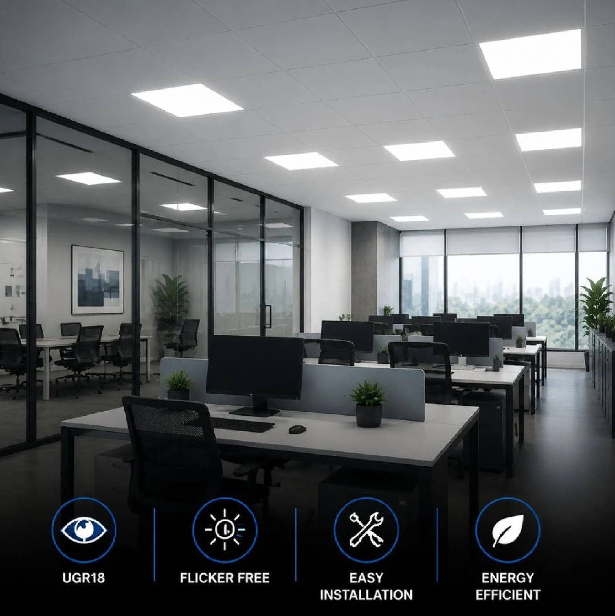 Panel LED empotrable Backlight 62x62cm - 4800lm - Driver Osram- 40W - UGR18 - IP20