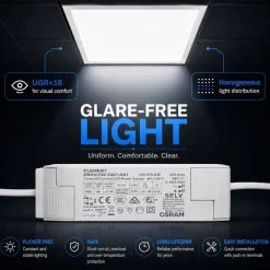 Panel LED empotrable Backlight 62x62cm - 4800lm - Driver Osram- 40W - UGR18 - IP20