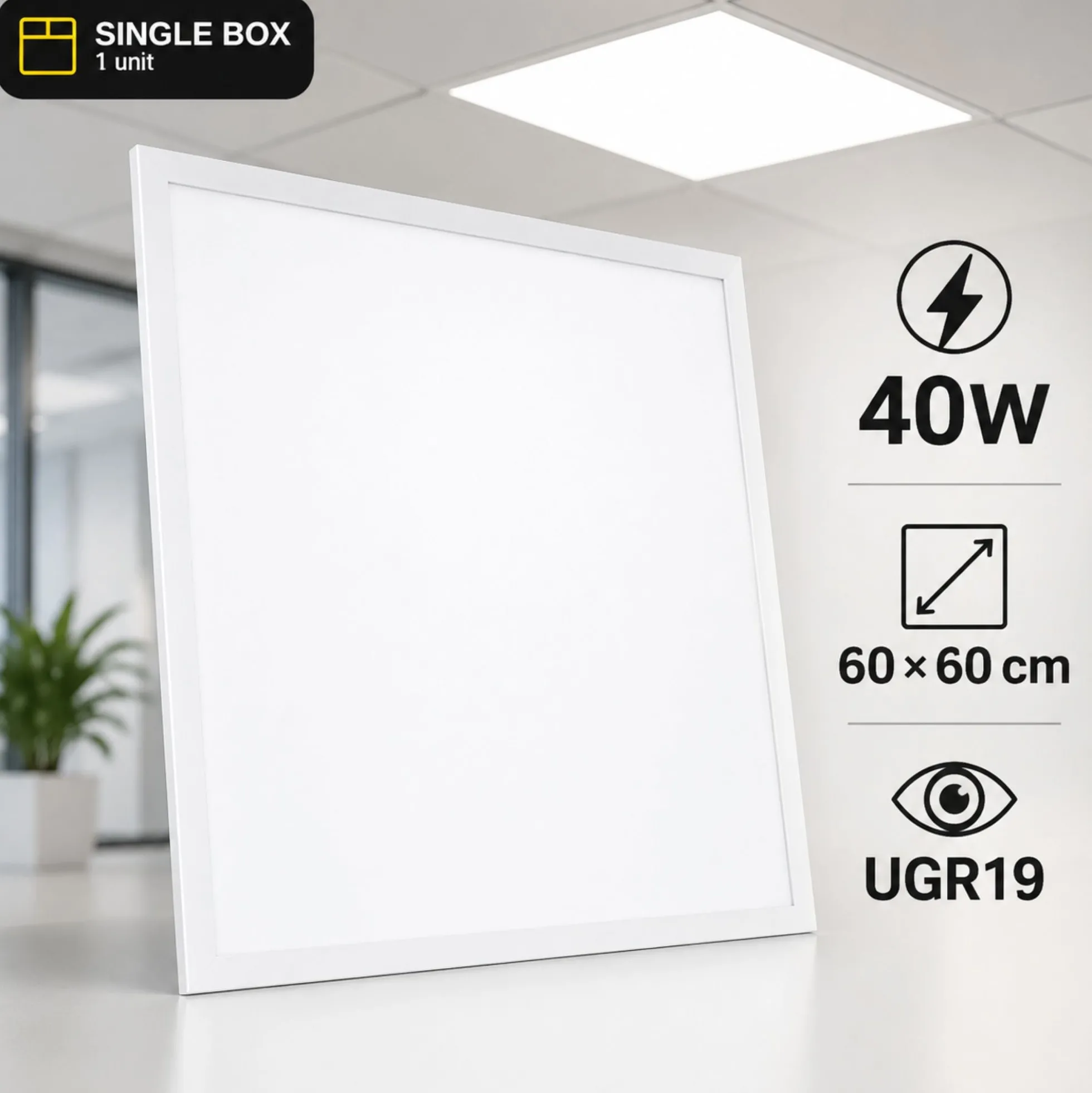 Panel LED empotrable Backlit 60x60cm - 40W - 100lm/W - Driver flicker free - UGR19 - IP40 - (Caja x1 und)