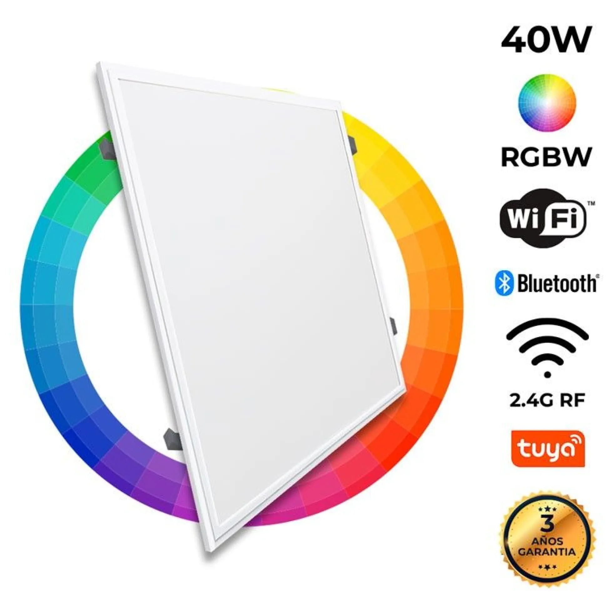 Panel LED empotrable WIFI SMART RGB / RGBW + CCT - 60x60 cm - 40W - Con KIT de montaje
