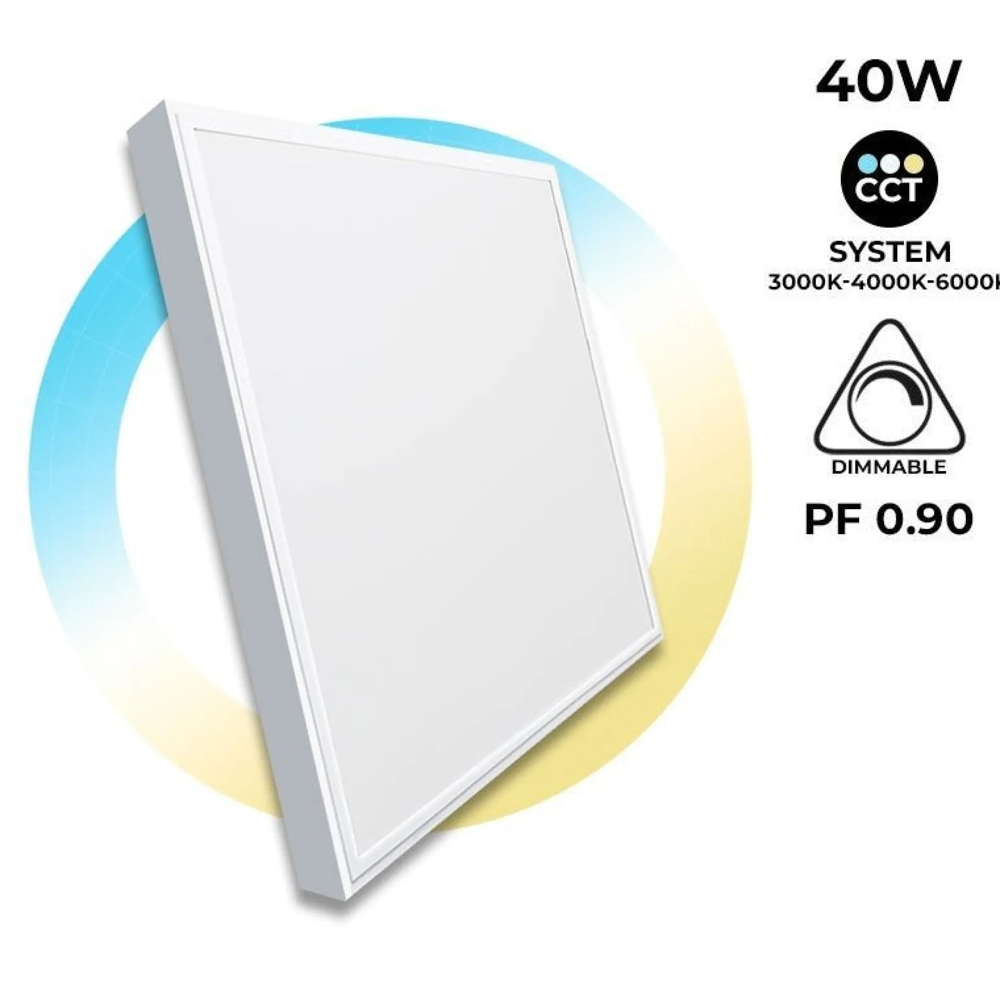 Panel LED slim CCT de superficie 60 x 60- Regulable con mando - 40W - Con KIT de montaje