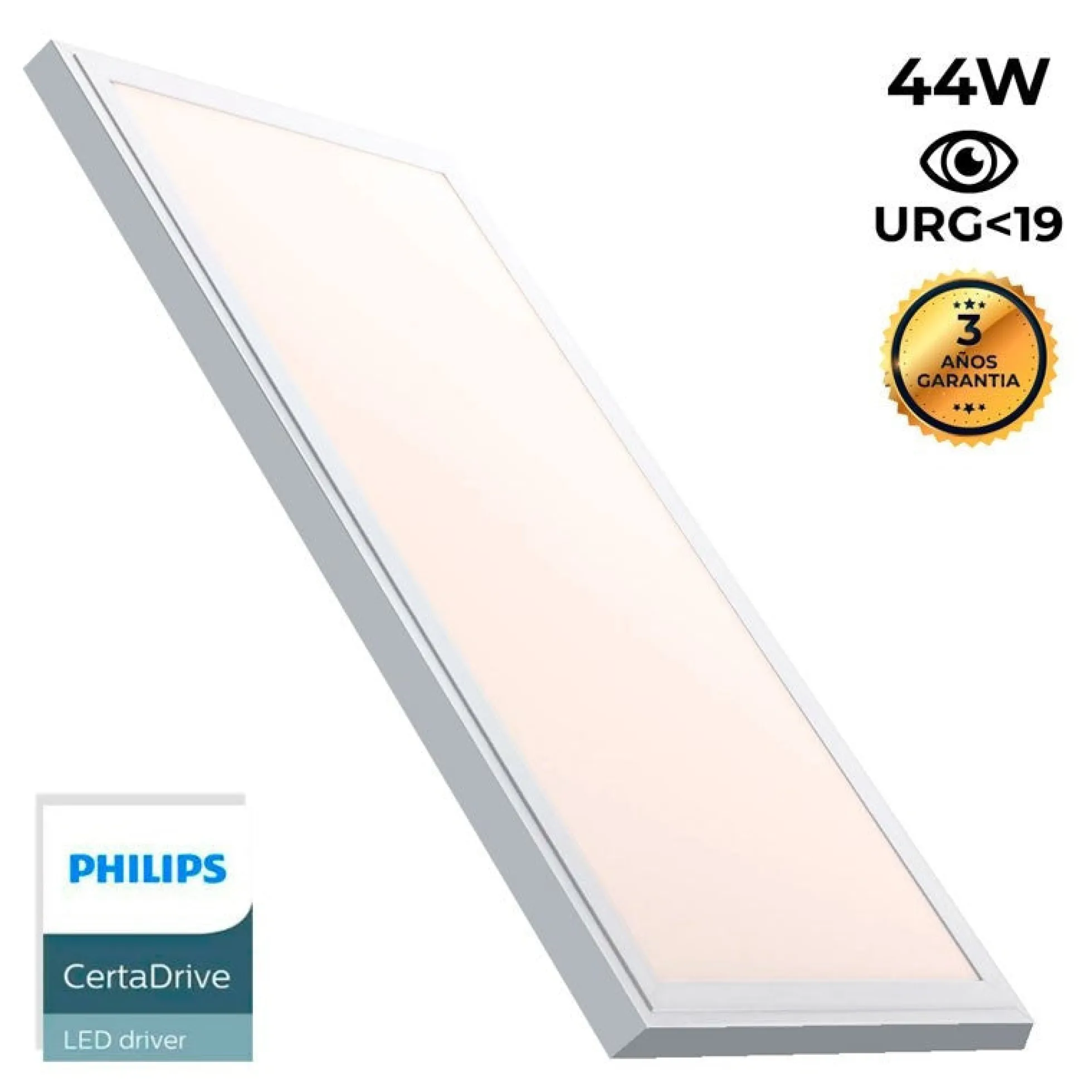Panel LED slim de superficie 120X30 cm - Driver Philips - 44W - UGR19 - Con KIT de montaje