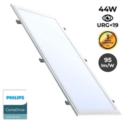 Panel LED slim empotrable 120X30 cm - Driver Philips - 44W - UGR19 - Con KIT de montaje