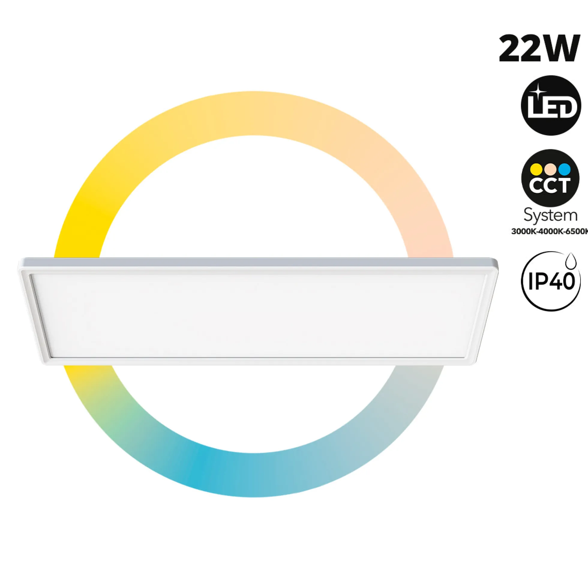 Panel LED Slim - 58x20 cm - CCT - 22W - IP40