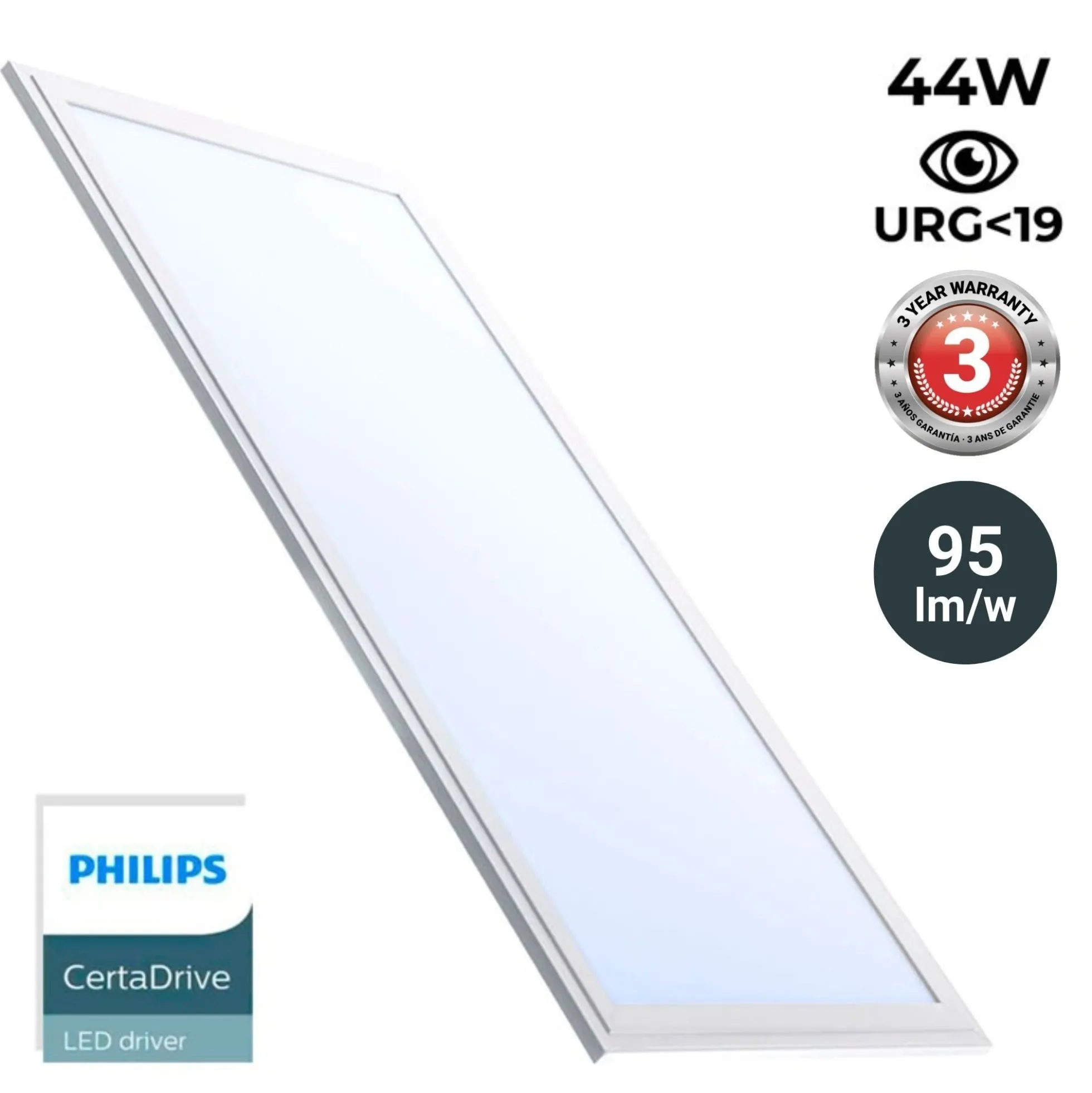 Panel LED slim 120X30 cm - Driver Philips - 44W - UGR19 - IP40