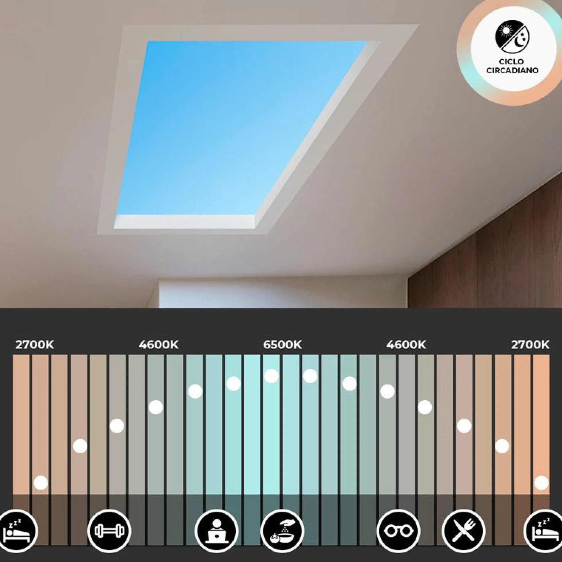 Panel LED "SMART Blue Skylight" - Efecto cielo - Daylight - 50W - 60x30cm