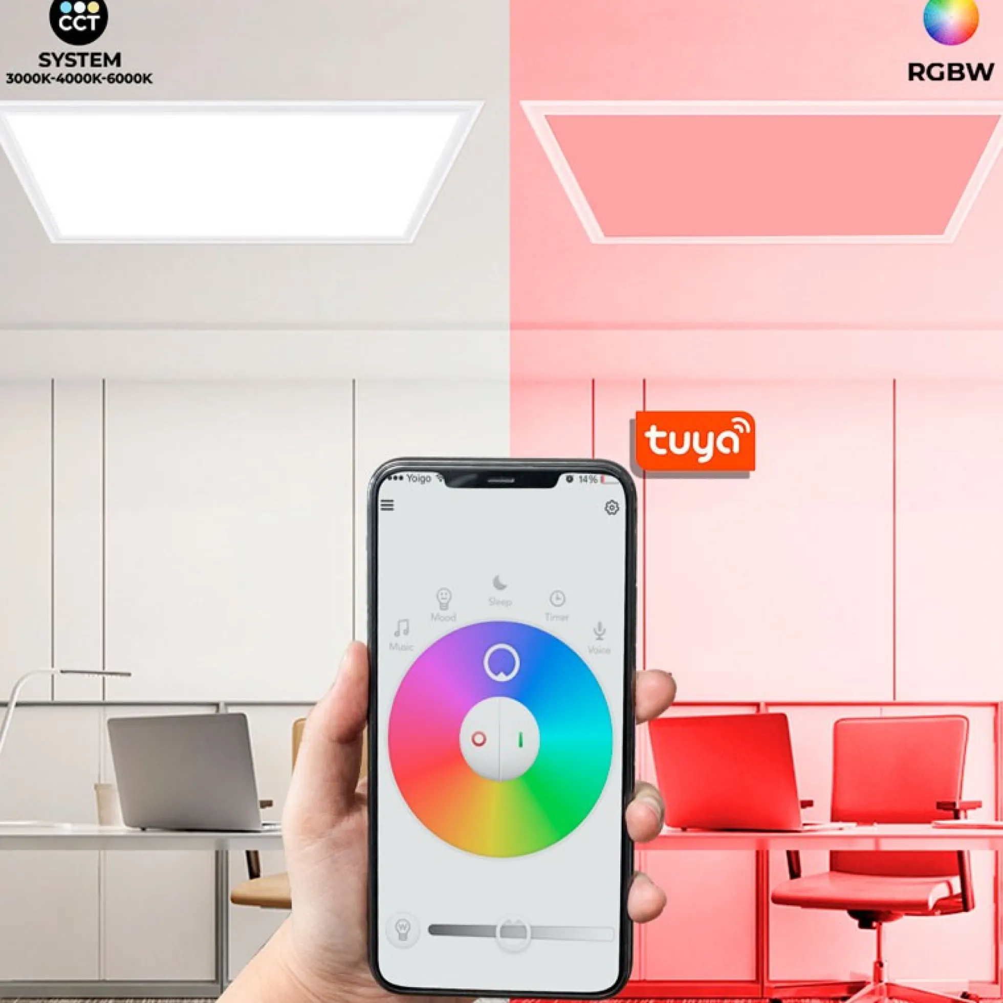 Panel LED WIFI SMART RGB / RGBW + CCT - 60x60 cm - 40W - IP40