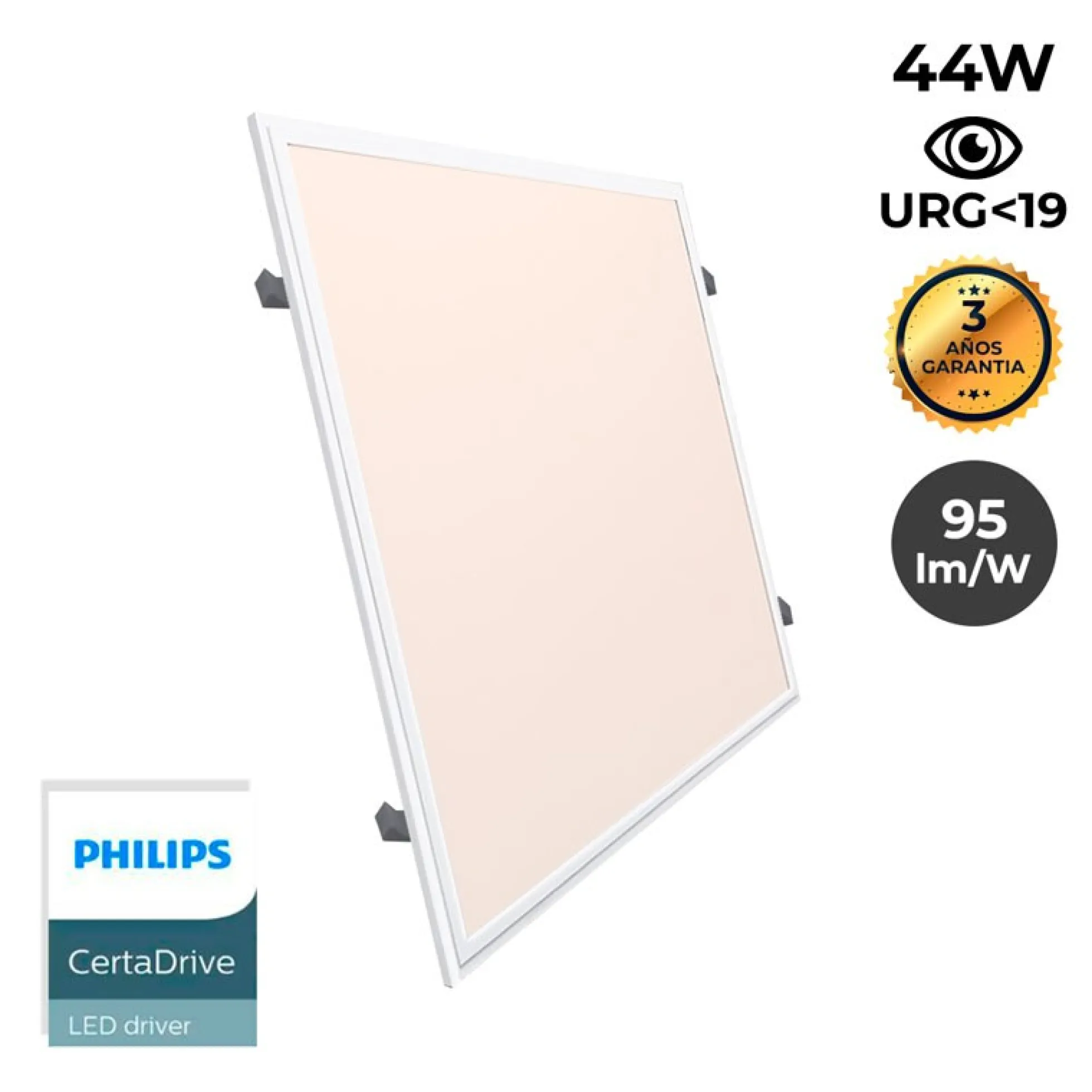 Panel LED 60X60cm con KIT de empotrar 44W UGR19 Driver Philips