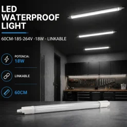 Pantalla estanca LED compacta - 18W - 110 lm/W - 60cm - ENLAZABLE - IP65