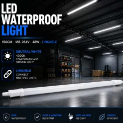 Pantalla estanca LED compacta - 48W - 110 lm/W - 150cm - ENLAZABLE - IP65