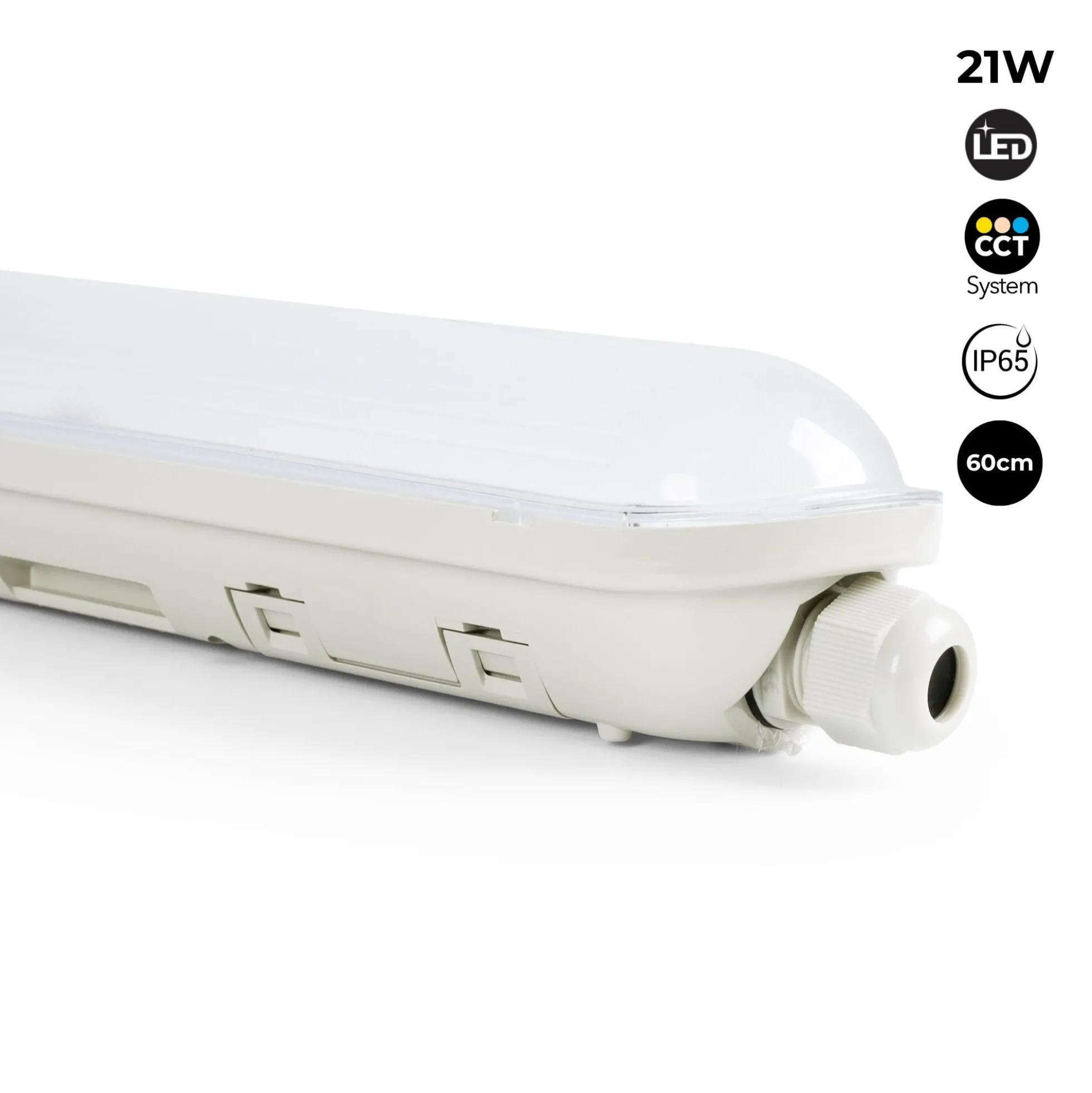 Pantalla estanca LED lineal enlazable CCT - 60cm - 21W - IP65