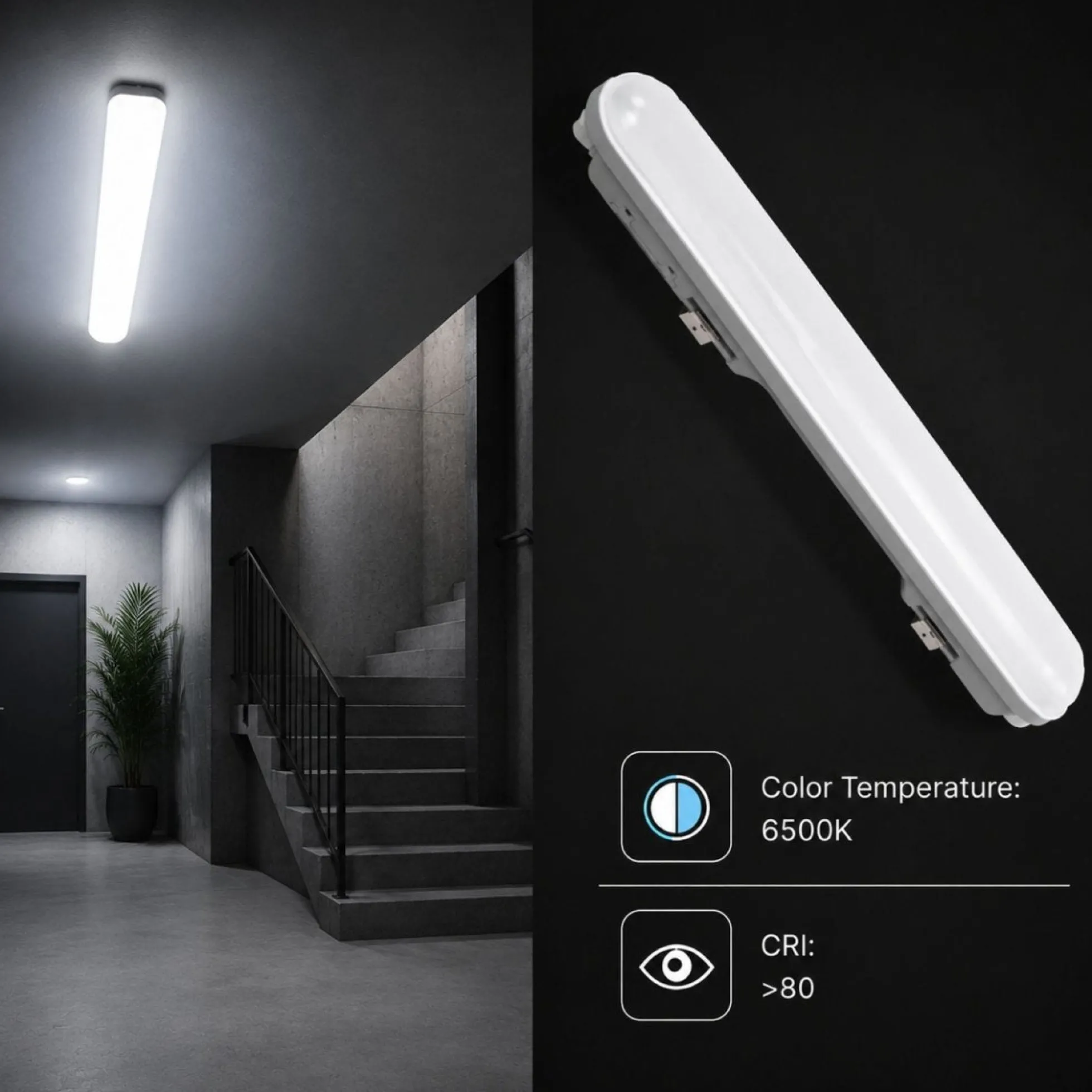 Pantalla estanca LED lineal enlazable 9W - 60cm - IP65 - 4000K