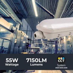 Pantalla estanca LED / Luz de emergencia - CCT - 150cm - Conectable 55W - IP65