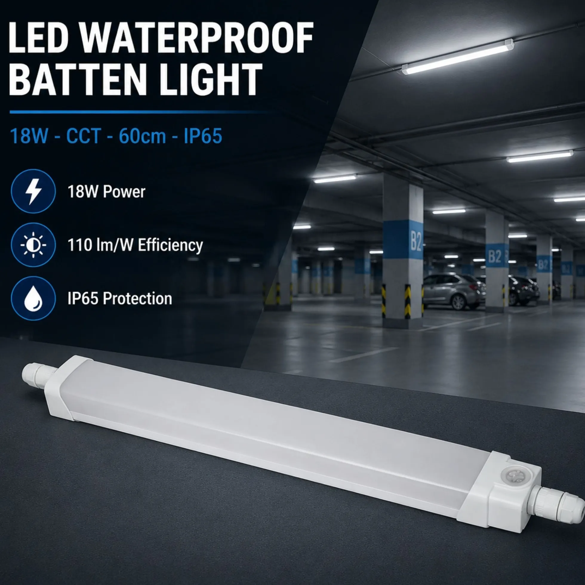 Pantalla estanca LED - 18W - CCT - 60cm - IP65