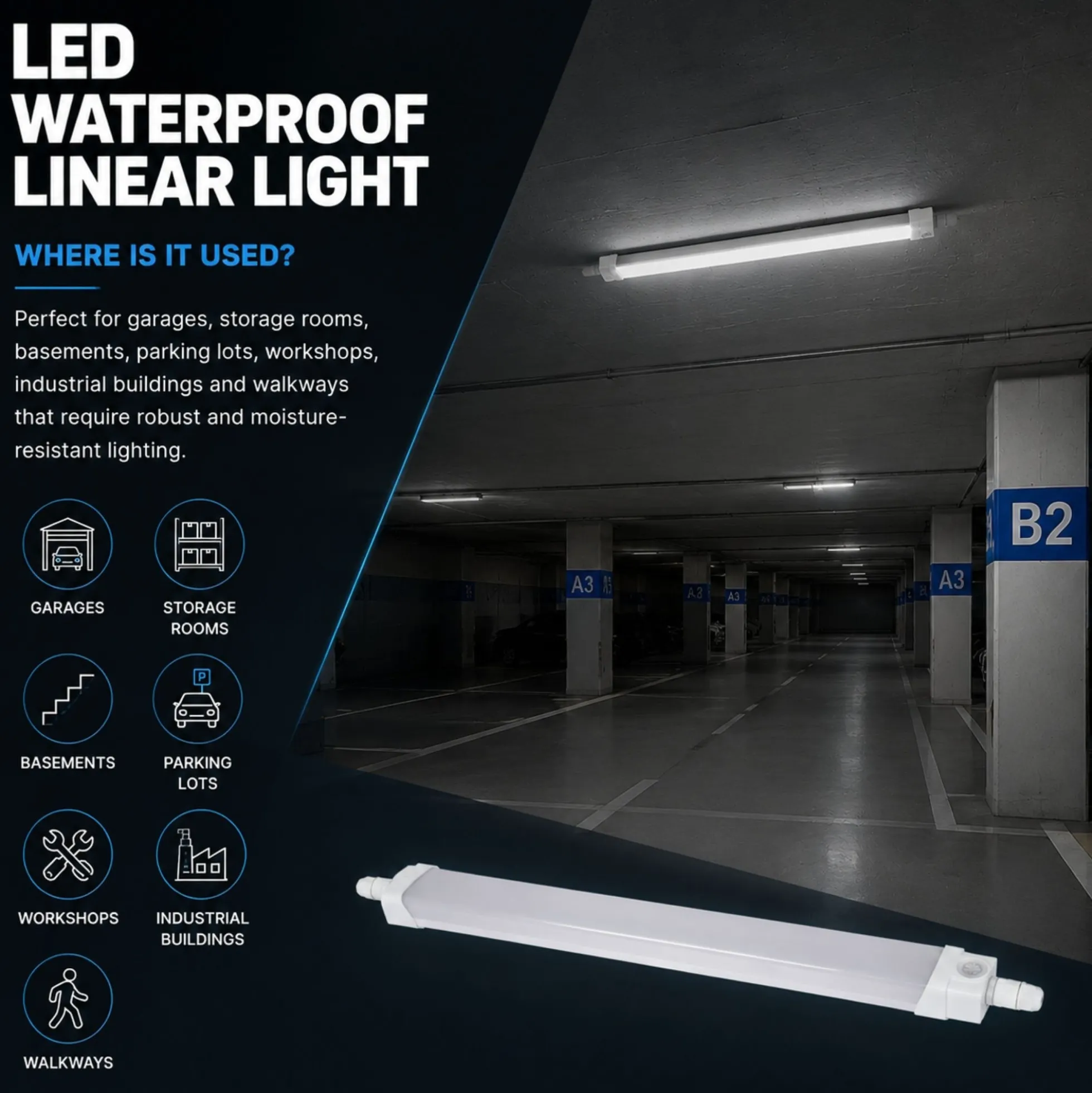 Pantalla estanca LED - 18W - CCT - 60cm - IP65
