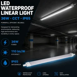 Pantalla estanca LED - 36W - CCT - 120cm - IP65