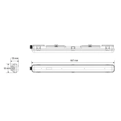 Pantalla estanca para 1 tubo LED - 60cm - IP65