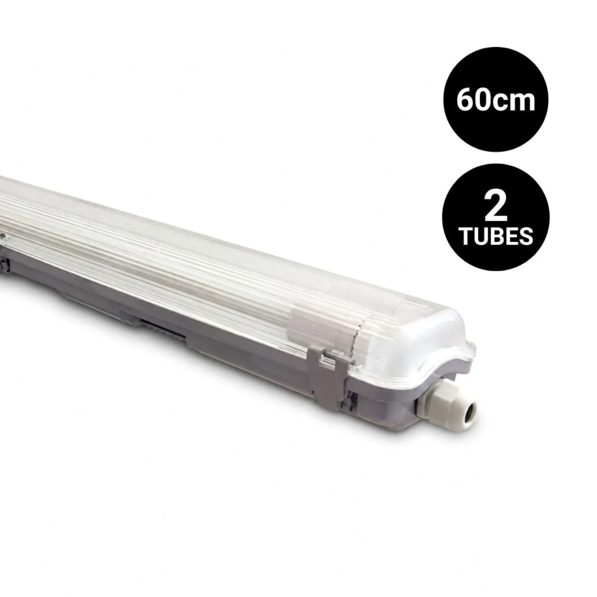 Pantalla estanca para 2 tubos LED - 60cm - IP65