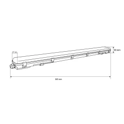 Pantalla estanca para 2 tubos LED - 60cm - IP65