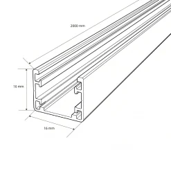 Perfil de acero 16x16 mm para fundas de silicona - 2 metros