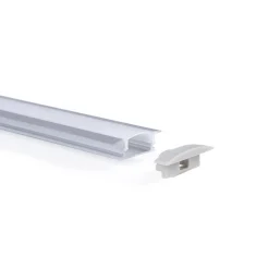 Perfil de aluminio de empotrar - Kit completo - 24,5 x 7mm - Tira LED hasta 12 mm - 2 metros