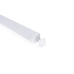 Perfil de aluminio de superficie para esquinas - Con difusor - Kit completo - 20x20mm - Tira LED hasta 10mm - 2 metros