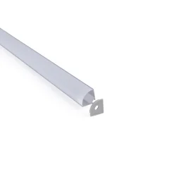 Perfil de aluminio de superficie para esquinas - Con difusor - Kit completo - 20x20mm - Tira LED hasta 10mm - 2 metros