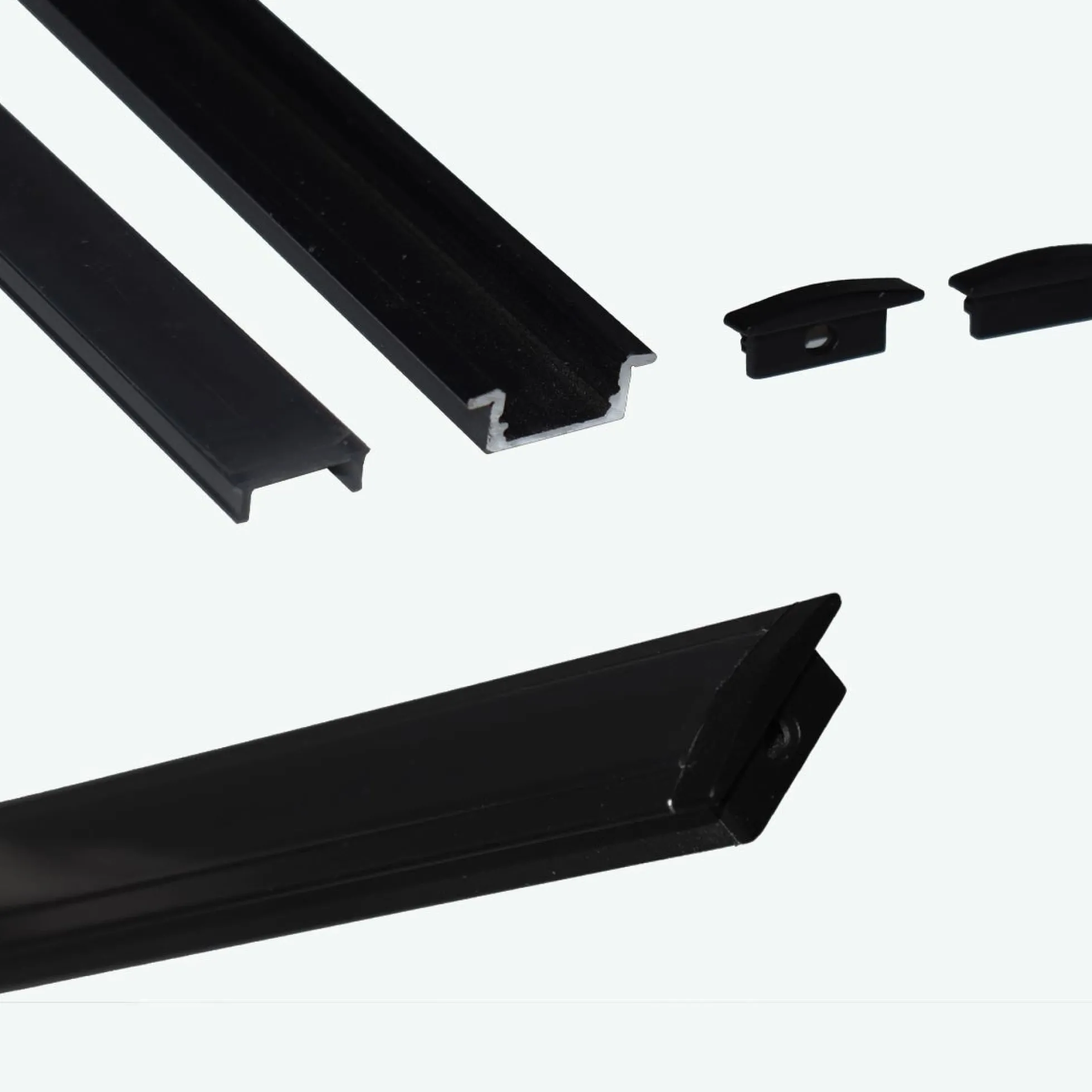 Perfil de aluminio empotrable para tira LED con difusor - 2 tapas - 23x8mm - 2 metros