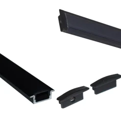 Perfil de aluminio empotrable para tira LED con difusor - 2 tapas - 23x8mm - 2 metros