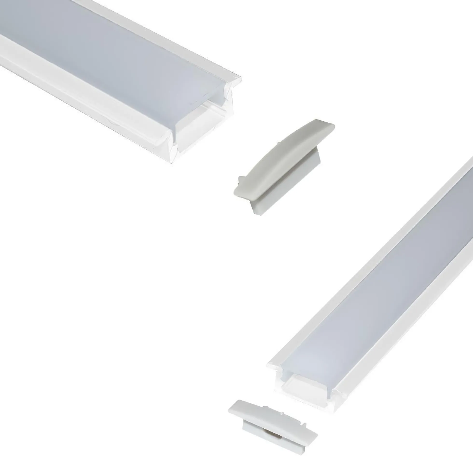 Perfil de aluminio empotrable para tira LED con difusor - 2 tapas - 23x8mm - 2 metros