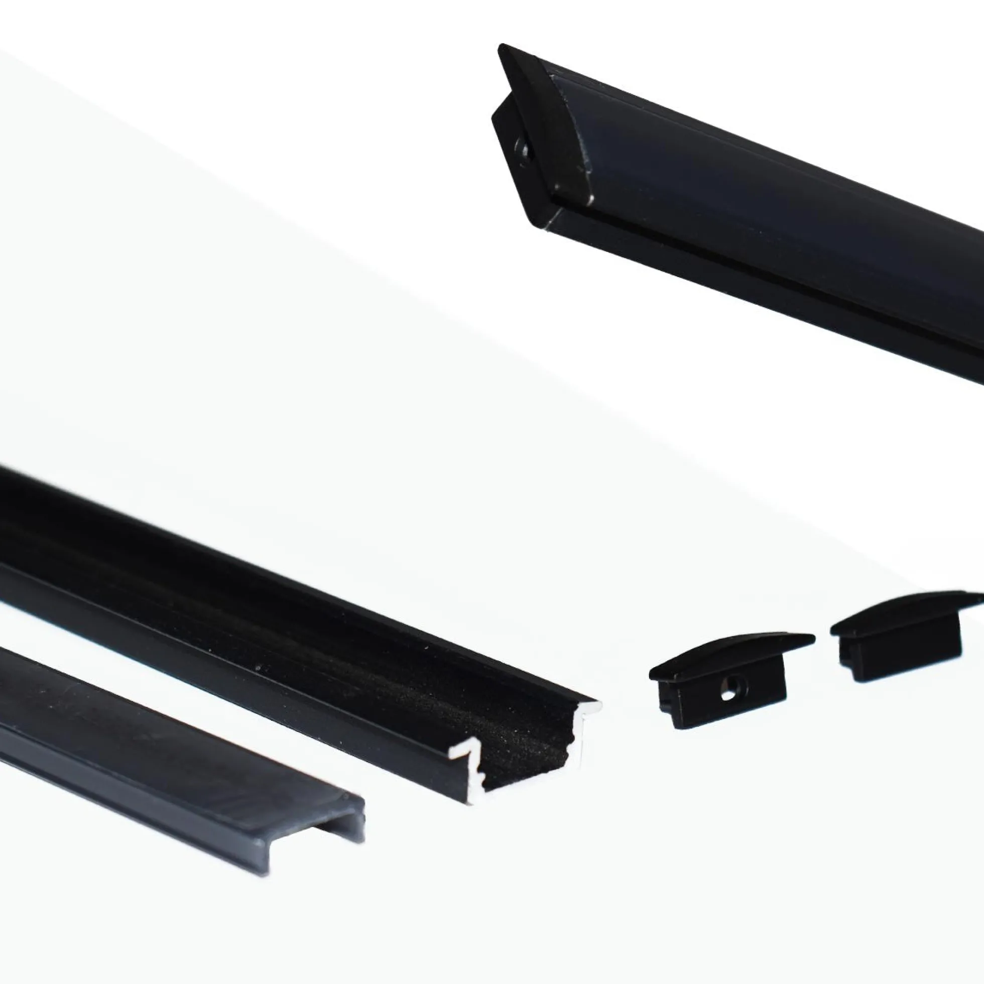 Perfil de aluminio empotrable para tira LED con difusor - 2 tapas - 23x8mm - 2 metros