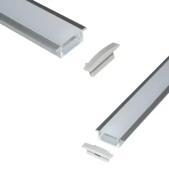 Perfil de aluminio empotrable para tira LED con difusor - 2 tapas - 23x8mm - 2 metros