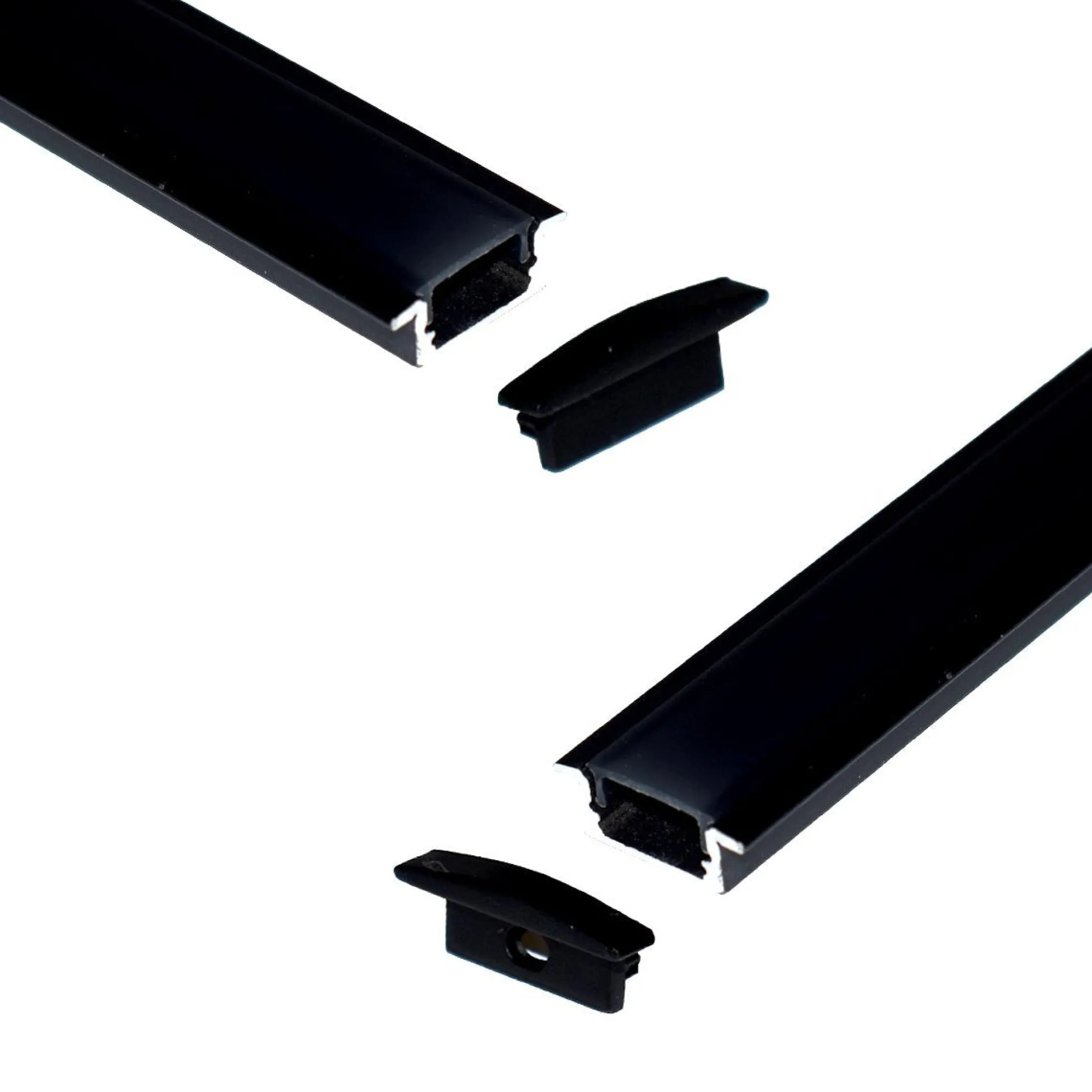 Perfil de aluminio empotrable para tira LED con difusor - 2 tapas - 23x8mm - 2 metros