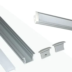 Perfil de aluminio empotrable para tira LED con difusor - 2 tapas - 23x15mm - 2 metros