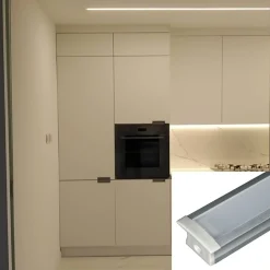 Perfil de aluminio empotrable para tira LED con difusor - 2 tapas - 23x15mm - 2 metros