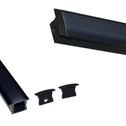 Perfil de aluminio empotrable para tira LED con difusor - 2 tapas - 23x15mm - 2 metros