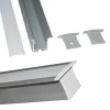 Perfil de aluminio empotrable para tira LED con difusor- 4 clips - 2 tapas - 36x28mm - 2 metros