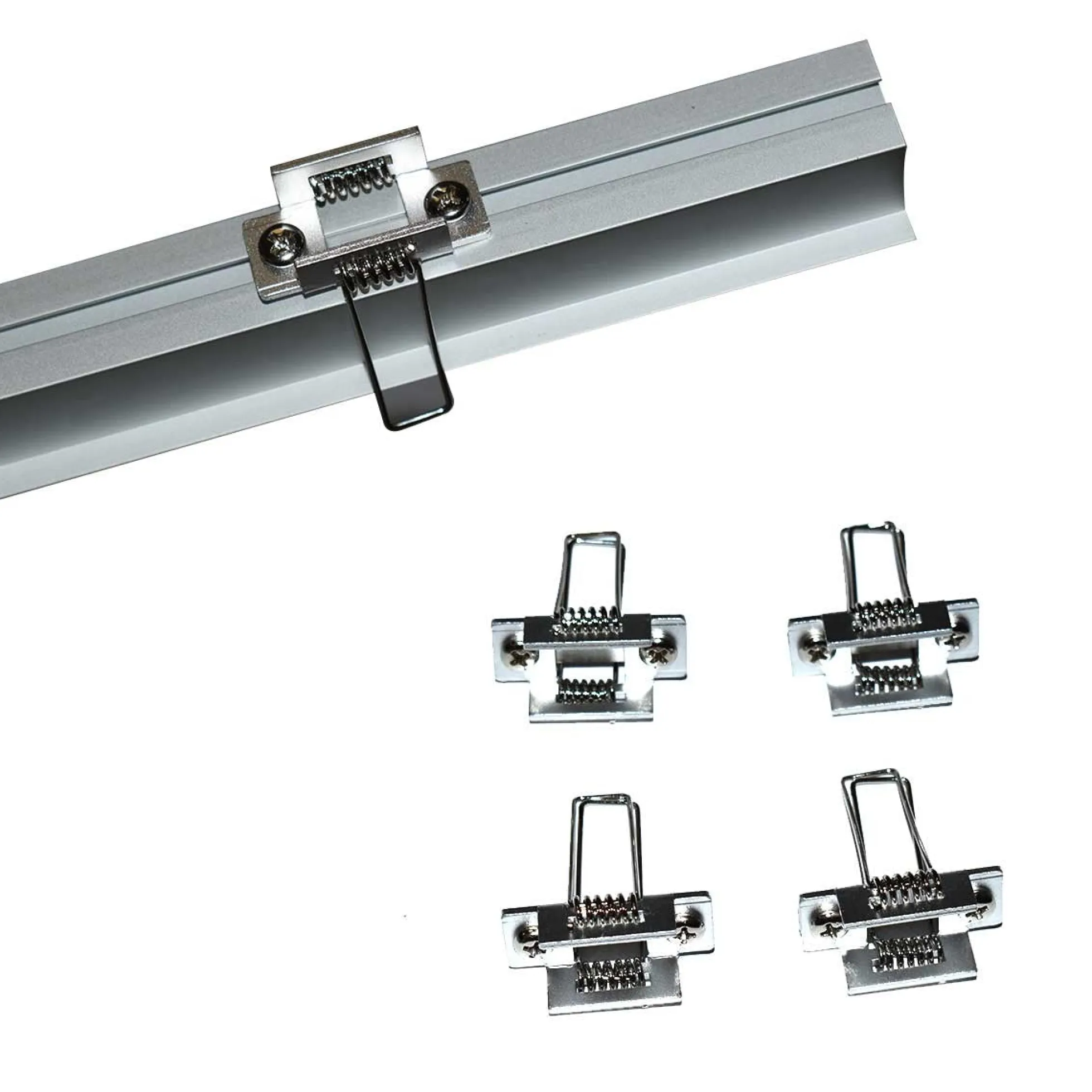Perfil de aluminio empotrable para tira LED con difusor- 4 clips - 2 tapas - 36x28mm - 2 metros