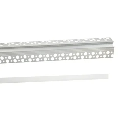 Perfil de aluminio integración escayola/pladur para esquina exterior - Tira LED hasta 10 mm -  2 metros