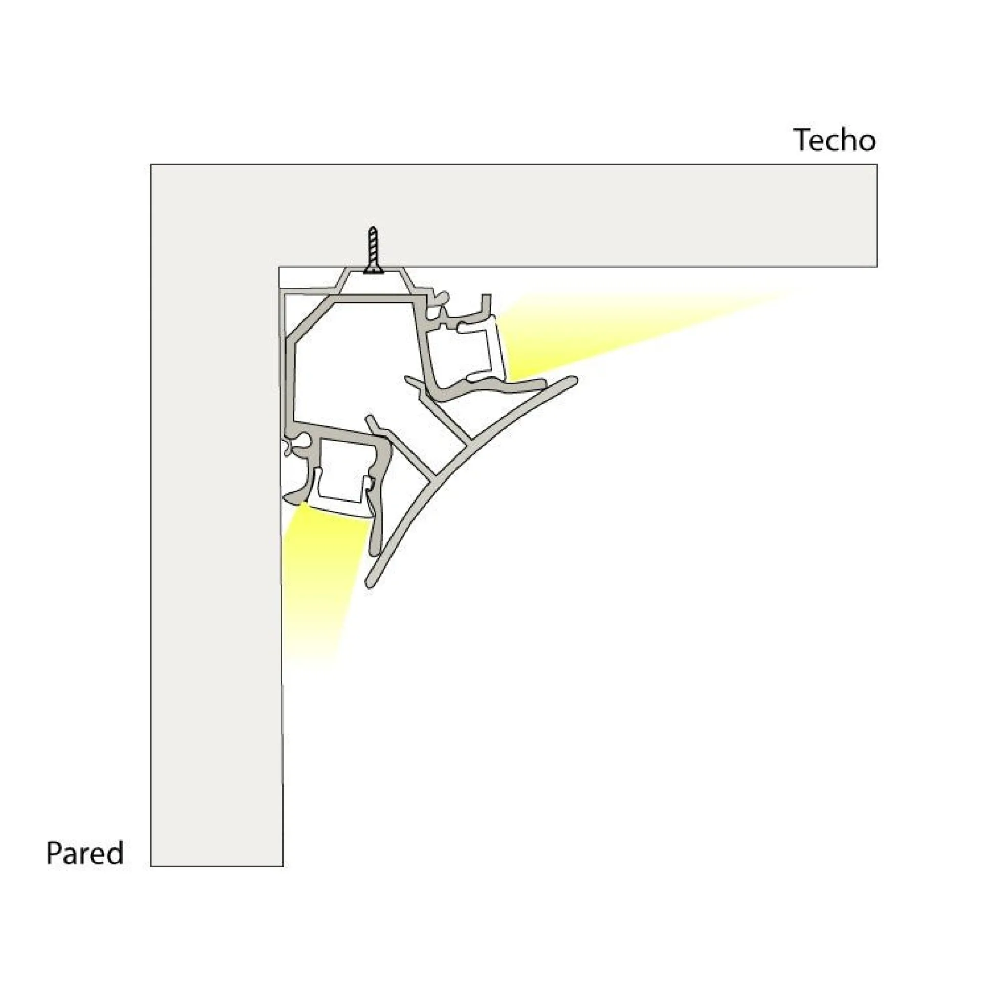 Perfil de aluminio para esquinas - Tira LED doble - 38.7x39mm - 2 metros
