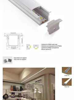 Perfil de aluminio para tira LED empotrable 23x15mm (2 metros)