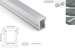 Perfil de aluminio para tira LED empotrable en suelo 21x26mm IP54 (2metros)