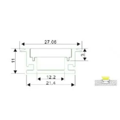 Perfil de aluminio para tira LED impermeable empotrable suelo 27x11mm (2metros)