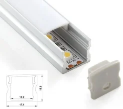 Perfil de aluminio para tira LED superficie - 17x15mm - 2 metros