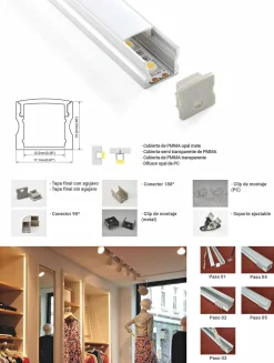 Perfil de aluminio para tira LED superficie - 17x15mm - 2 metros