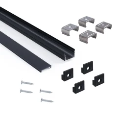 Perfil de aluminio para tira LED con difusor - Superficie - Kit completo - 18 x13mm - Tira LED ≤ 15 mm - 2 metros